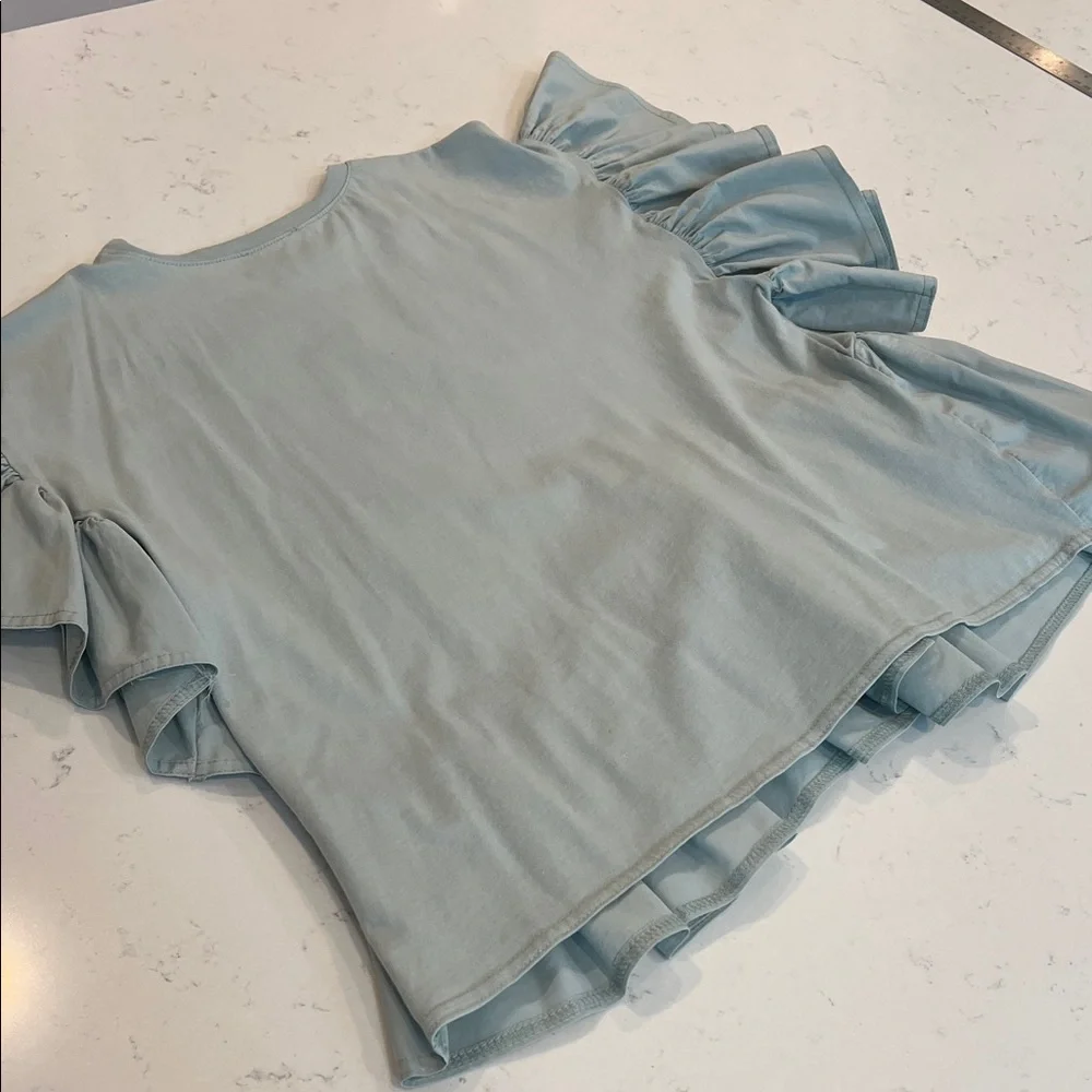 Zara Light Blue Ruffled Blouse - Picture 5 of 5